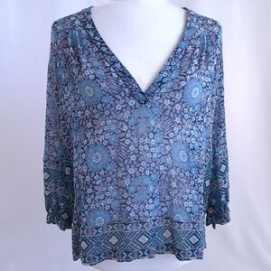 Joie Sheer Silk Floral Print Top